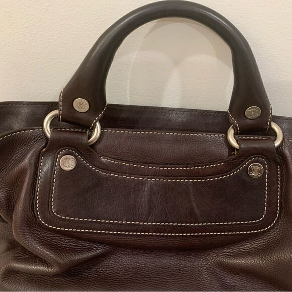 CELINE Boogie Leather Tote Bag, Brown - Picture 4 of 7
